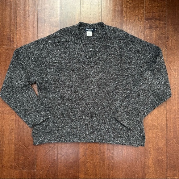 Vintage Men's French Connection Gray V-Neck Fisherman Wool Blend Sweater Size XL - Picture 2 of 14